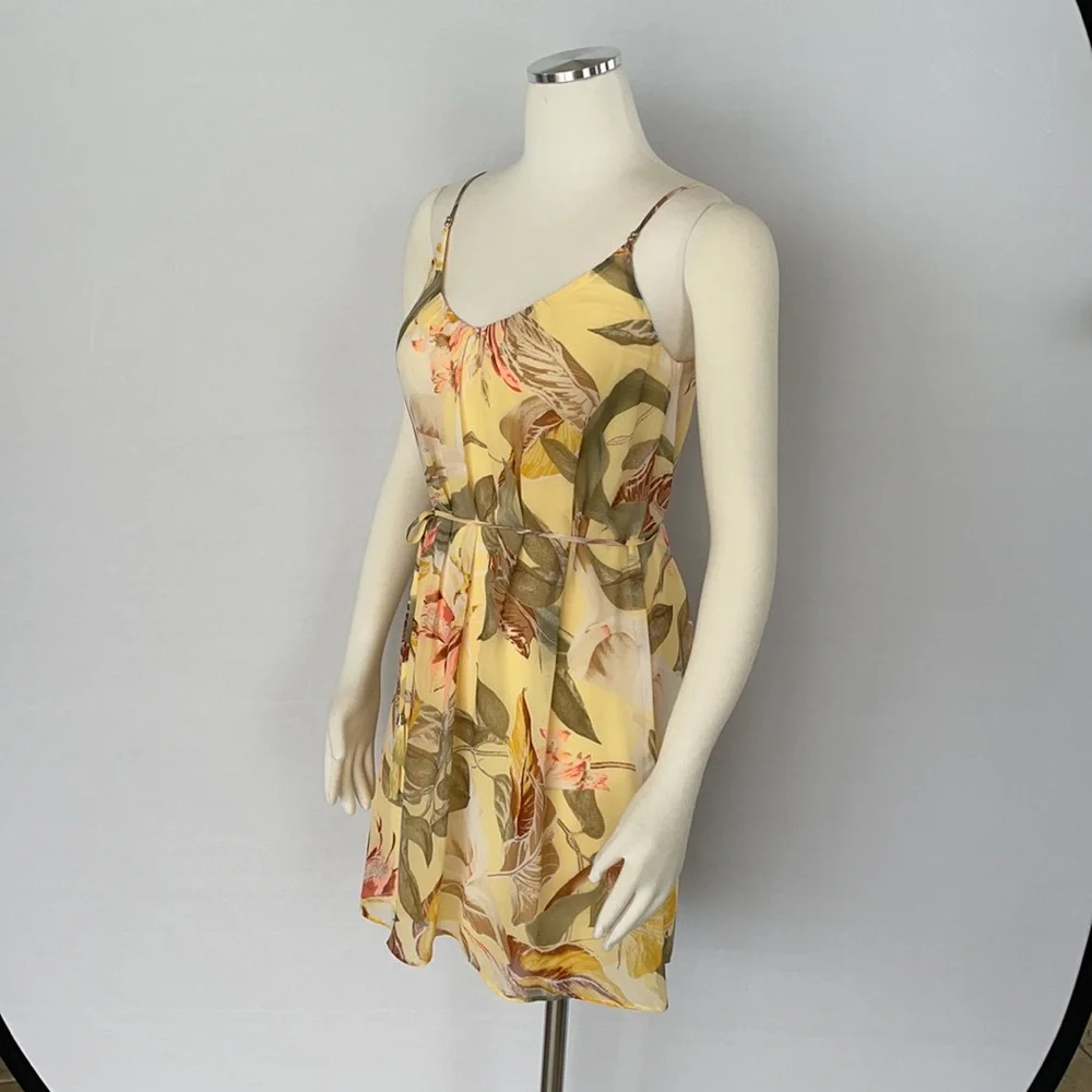 NWOT WHBM Yellow Tropical Print Slip Dress Size 0 - Picture 5 of 15